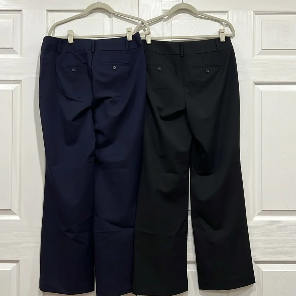 LOFT Women's Navy and Black Dress Pants - Cropped Bootcut Trousers